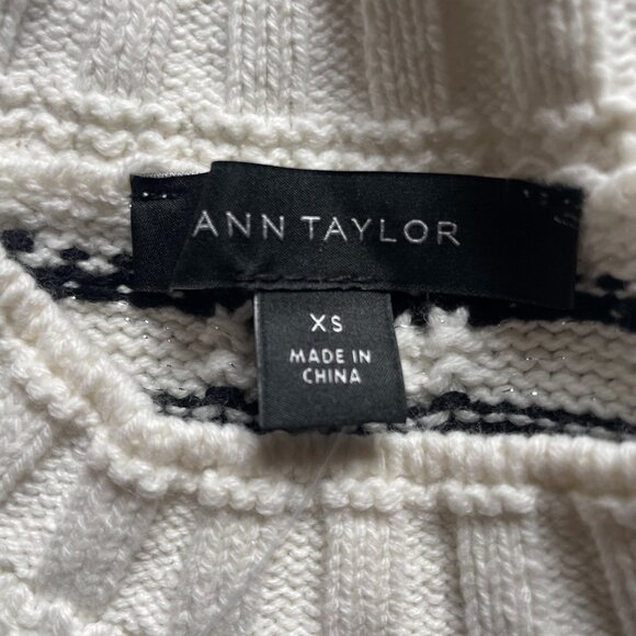 Ann Taylor Sweater Vest Tank Top Size XS NWT Black and White Cotton Blend - Picture 5 of 5
